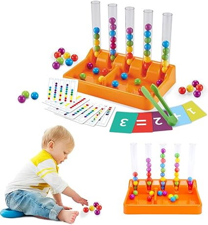 Joc Montessori de Sortare Culori cu Margele Curcubeu - imagine 2