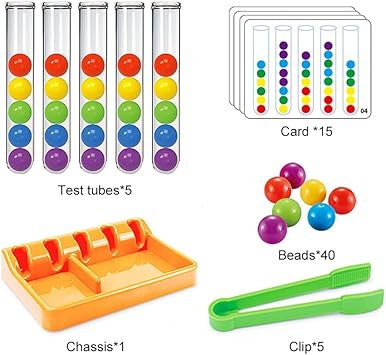 Joc Montessori de Sortare Culori cu Margele Curcubeu - imagine 4
