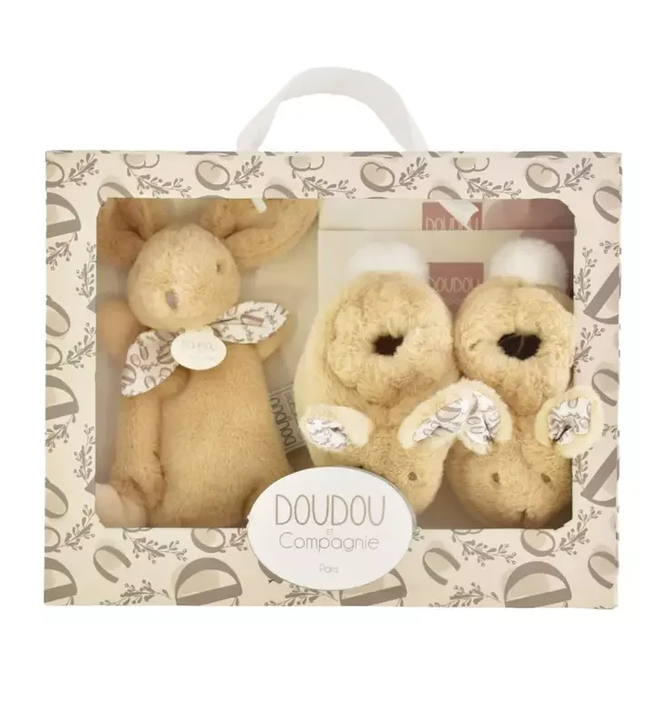 Iepuras Doudou  - Set Botosei si Jucarie de Plus