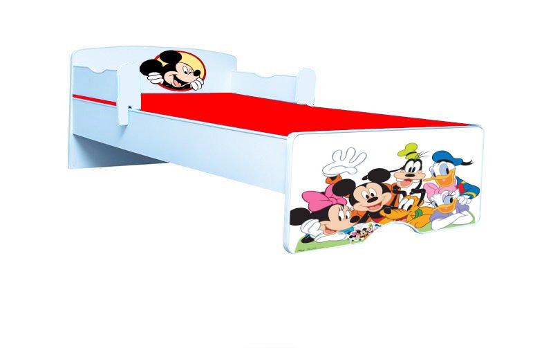 Pat copii Mickey si prietenii cu saltea si etajera cadou - imagine 2