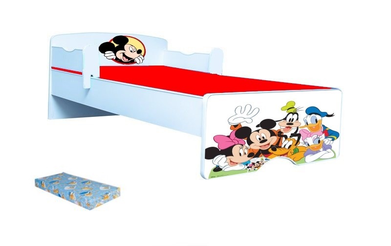 Pat copii Mickey si prietenii 130*60 cu saltea inclusa