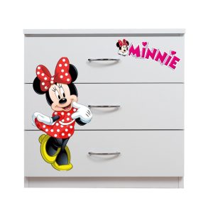 Comoda 3 sertare Minnie alb