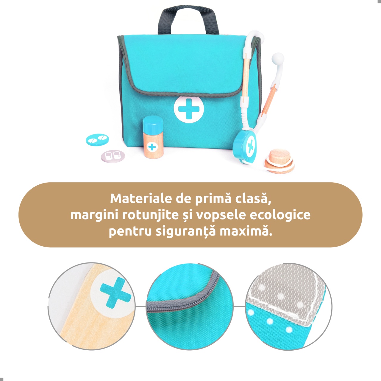 Joc de rol Mini trusa de doctor turcoaz, UMU Toys - imagine 5