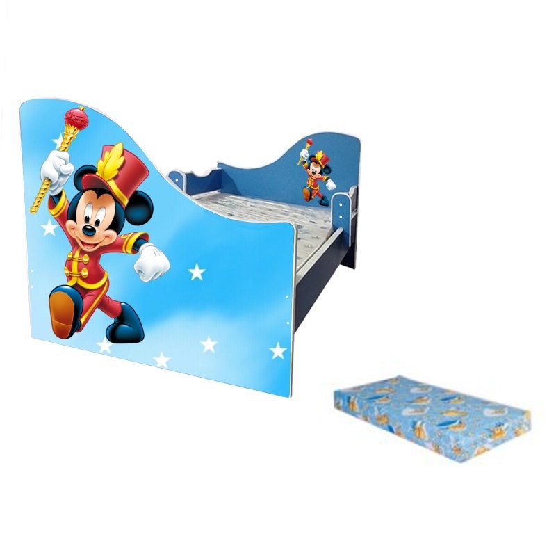 Junior Mickey albastru cu saltea inclusa