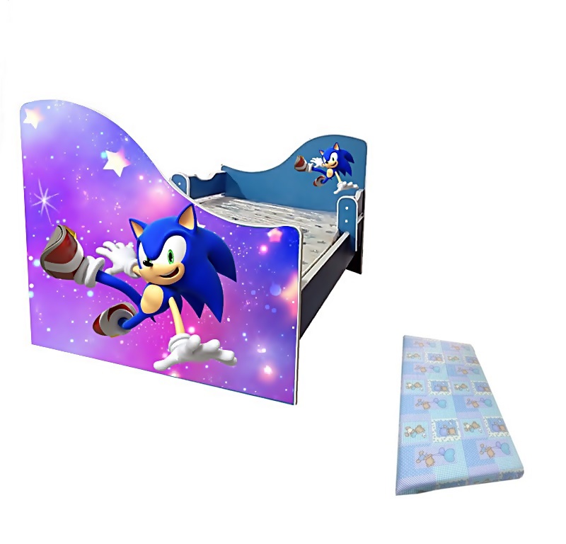 Junior Sonic albastru cu saltea inclusa
