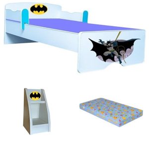 Pat copii Batman cu saltea si etajera Cadou