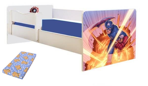 Pat junior Captain America cu saltea inclusa