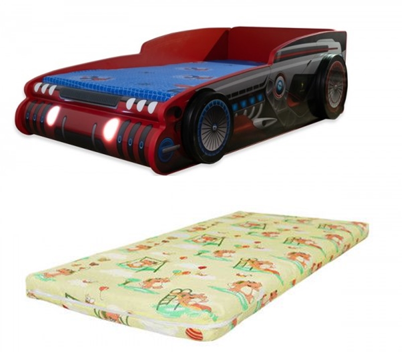 Pat masina Robocar lumini cu saltea