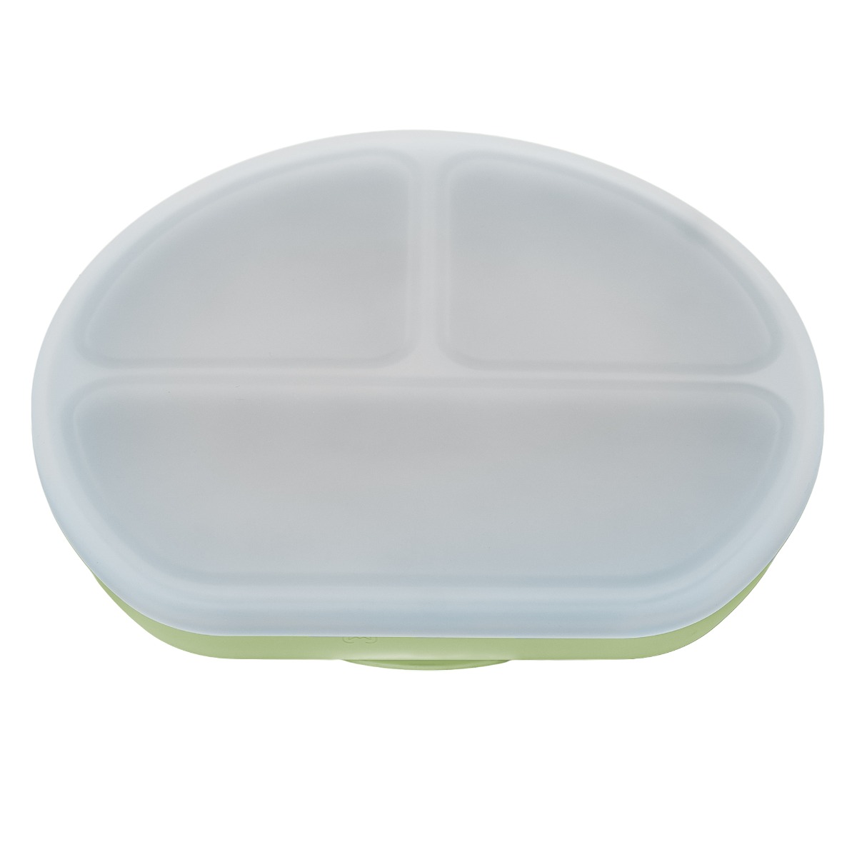 Farfurie compartimentata din silicon cu ventuza si capac, AppeKids - Raw Green - imagine 5