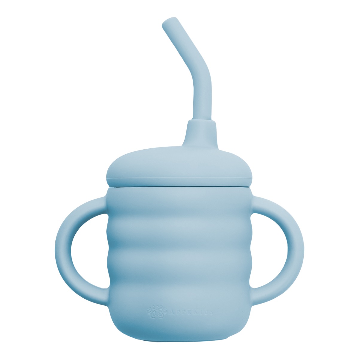 Cana din silicon cu pai, AppeKids - Aqua Blue - imagine 6