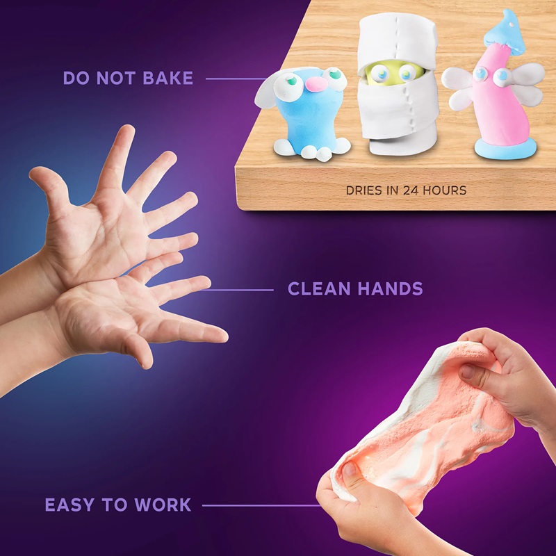 Set de Creatie Air Clay, Okto, 24 culori - White&Pastel - imagine 5