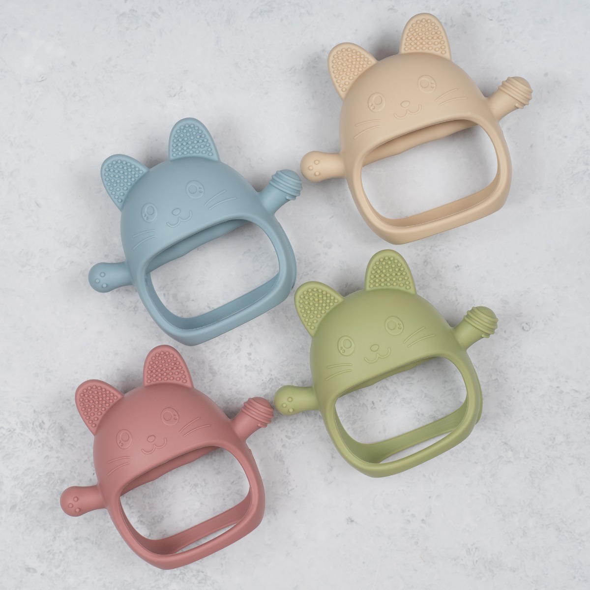 Jucarie pentru dentitie din silicon, Appekids, Manusa Kitty - Aqua Blue - imagine 5