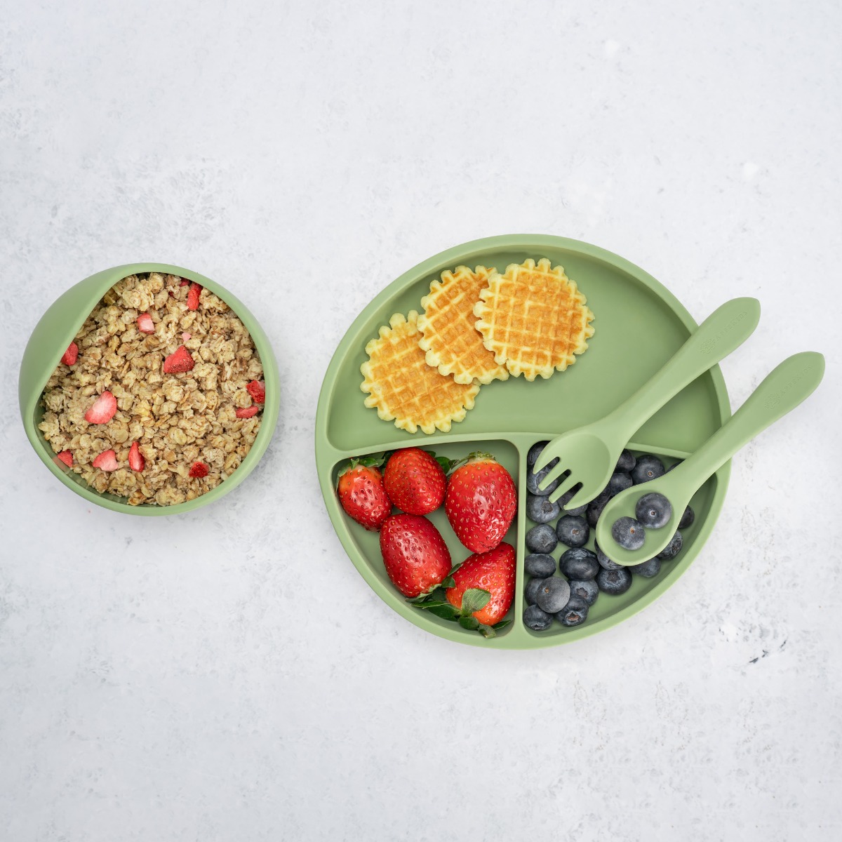 Set Diversificare, AppeKids, 100% Silicon, Basic - Raw Green - imagine 6
