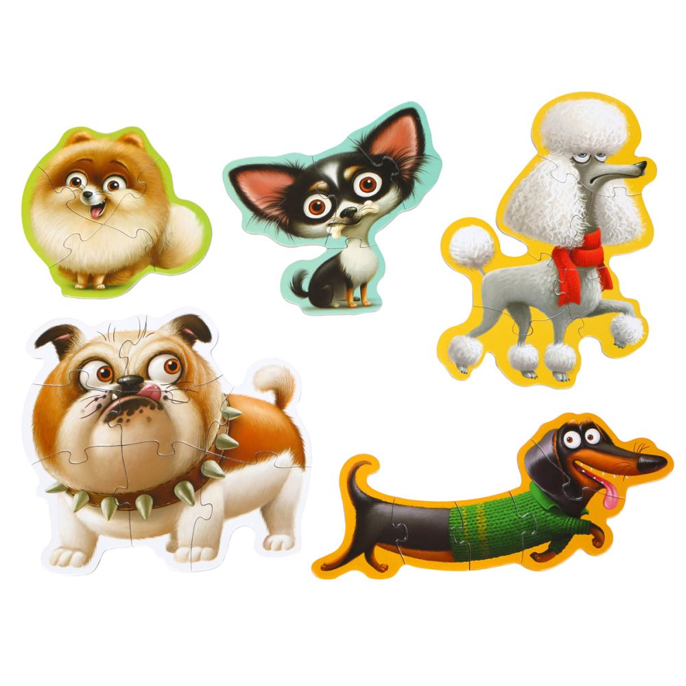 Puzzle pentru copii 5in1, 2 ani+, Puzzlika - Dogs - imagine 4
