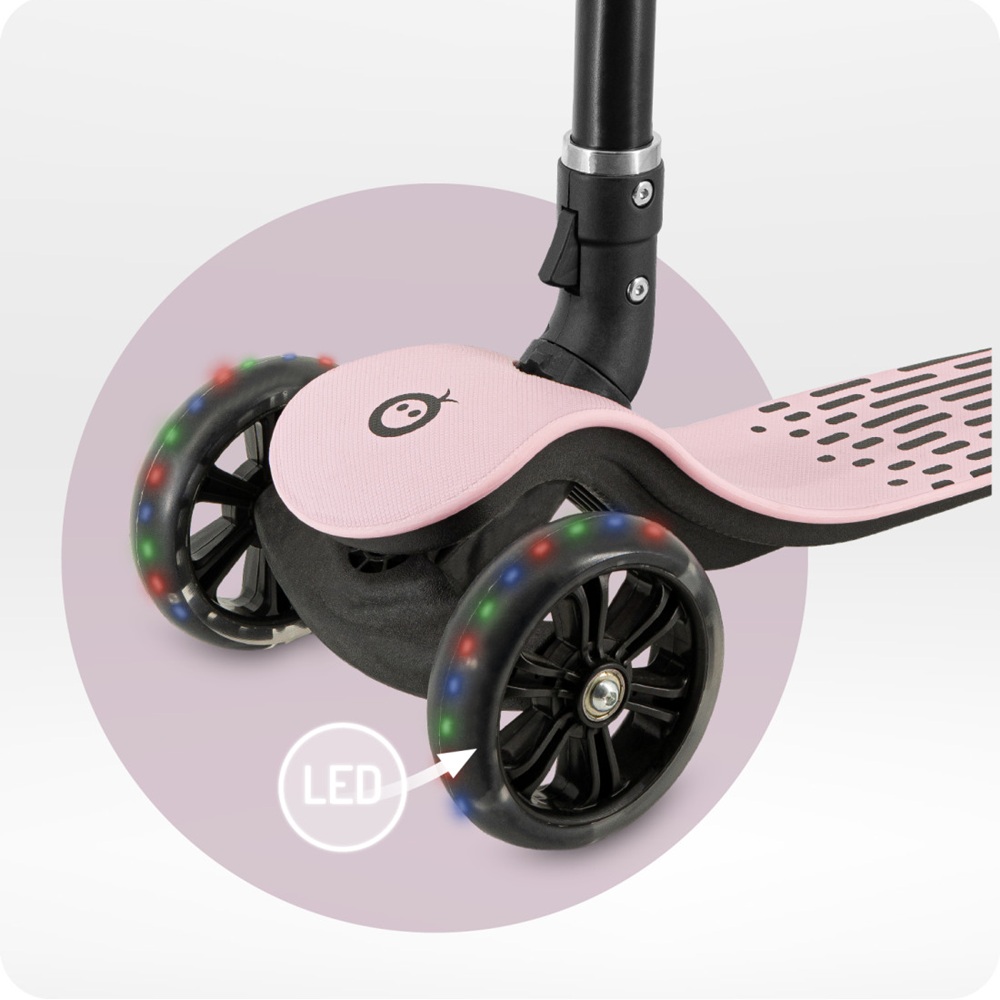 Trotineta pliabila cu roti LED pentru copii, 3 Ani+, MoMi San - Roz - imagine 6