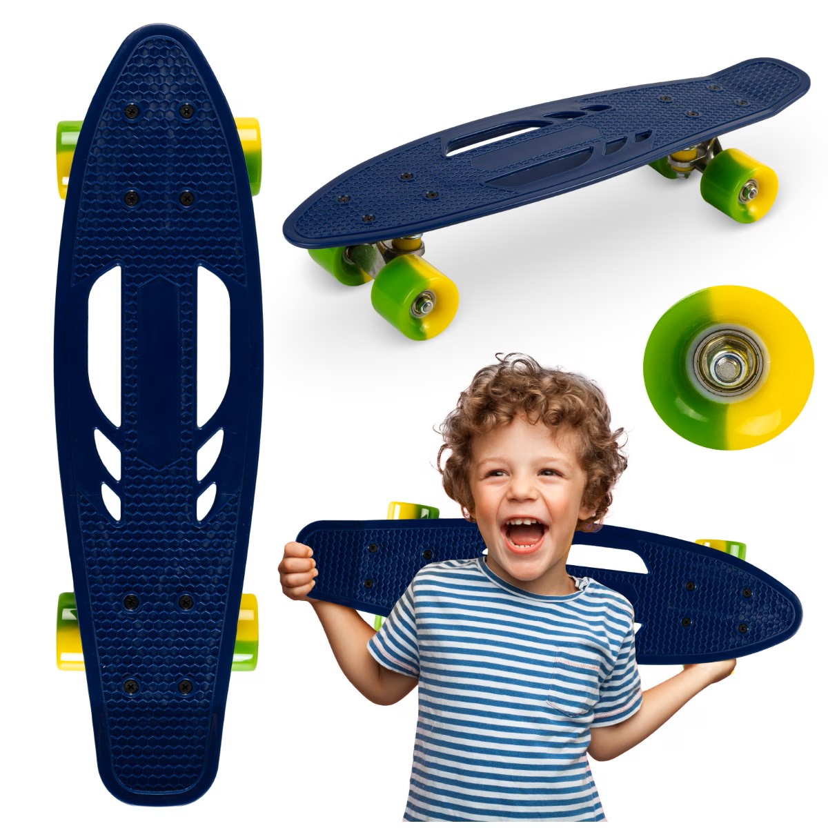 Skateboard copii, Qkids, Galaxy - Lemon - imagine 4